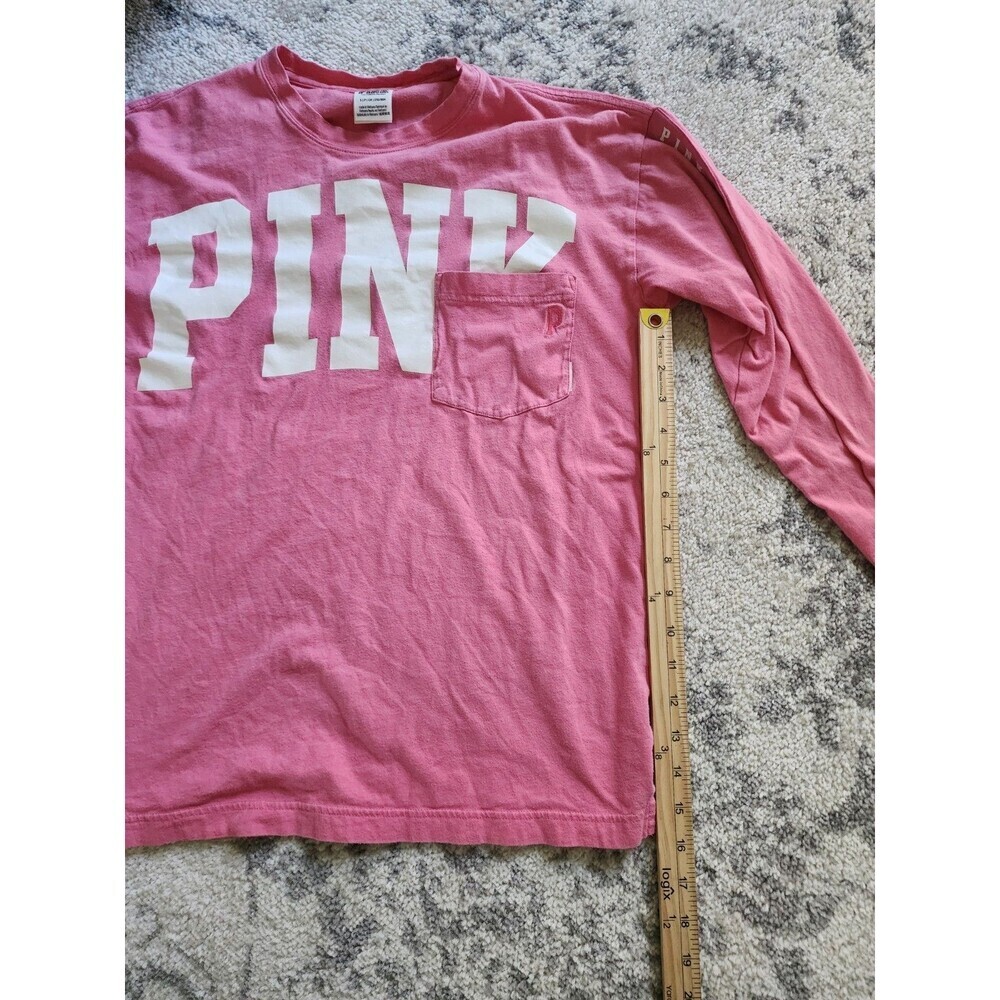 Victoria’s Secret Pink Oversized Long-Sleeve Shirt Logo PINK WHITE SIZE SMALL - Picture 8 of 8